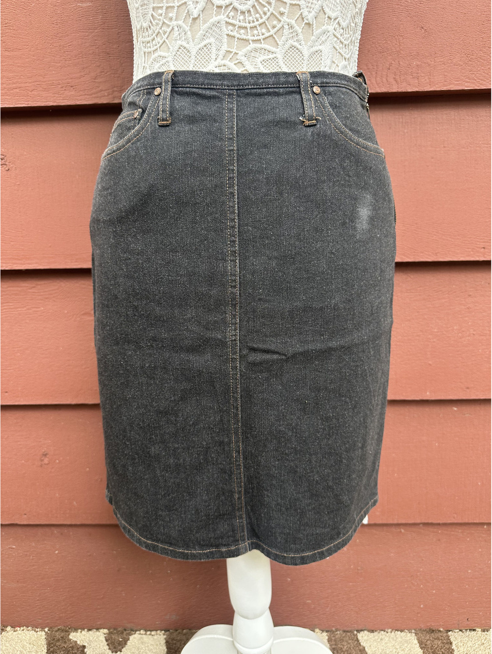 Ann Taylor Dark Wash Denim A Line Skirt Minimalist Y2K Preppy